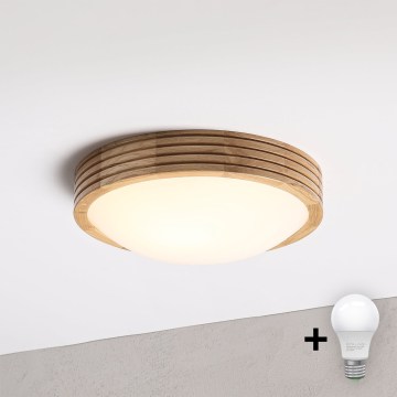 Brilagi - LED φωτιστικό οροφής CARVALHO MODERN SLIM 1xE27/60W/230V διάμ. 27,5 cm σε απόχρωση δρυός
