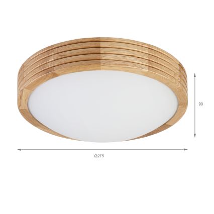 Brilagi - Φωτιστικό οροφής LED CARVALHO MODERN SLIM 1xE27/60W/230V διάμ. 27,5 cm σε απόχρωση δρυός