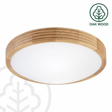 Brilagi - LED φωτιστικό οροφής CARVALHO MODERN SLIM 2xE27/60W/230V, διάμετρος 37,5 cm, σε απόχρωση δρυός