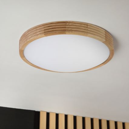 Brilagi - LED φωτιστικό οροφής CARVALHO MODERN SLIM 2xE27/60W/230V, διάμετρος 37,5 cm, σε απόχρωση δρυός