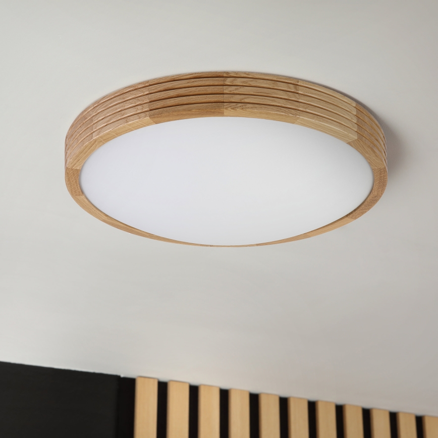 Brilagi - LED φωτιστικό οροφής CARVALHO MODERN SLIM 2xE27/60W/230V, διάμετρος 37,5 cm, σε απόχρωση δρυός