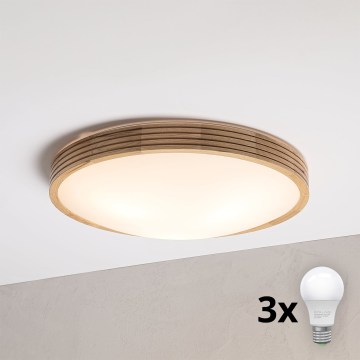 Brilagi - LED φωτιστικό οροφής CARVALHO MODERN SLIM 3xE27/60W/230V, Ø 47,5 cm, σε απόχρωση δρυός
