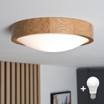 Brilagi - LED φωτιστικό οροφής CARVALHO SLIM 1xE27/15W/230V, απόχρωση δρυός, Ø 27 εκ.