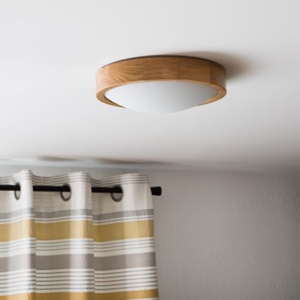 Brilagi - LED φωτιστικό οροφής CARVALHO SLIM 1xE27/15W/230V, απόχρωση δρυός, Ø 27 εκ.