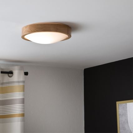 Brilagi - LED φωτιστικό οροφής CARVALHO SLIM 1xE27/15W/230V, απόχρωση δρυός, Ø 27 εκ.