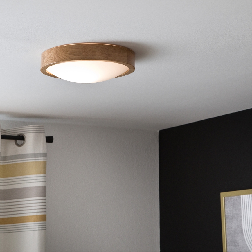 Brilagi - LED φωτιστικό οροφής CARVALHO SLIM 1xE27/15W/230V, απόχρωση δρυός, Ø 27 εκ.