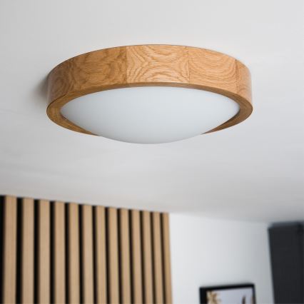 Brilagi - LED φωτιστικό οροφής CARVALHO SLIM 1xE27/15W/230V, απόχρωση δρυός, Ø 27 εκ.