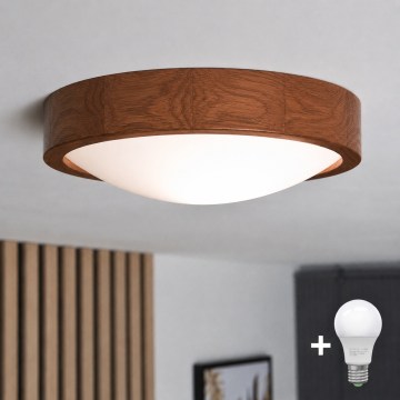 Brilagi - LED φωτιστικό οροφής CARVALHO SLIM 1xE27/15W/230V σε φινίρισμα δρυς/κερασιά, Ø 27 εκ.