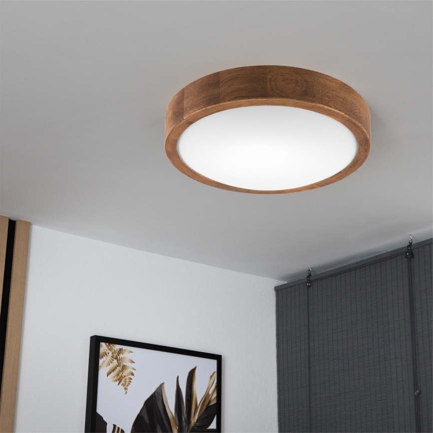 Brilagi - LED φωτιστικό οροφής CARVALHO SLIM 1xE27/15W/230V σε φινίρισμα δρυς/κερασιά, Ø 27 εκ.