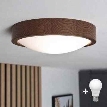 Brilagi - LED φωτιστικό οροφής CARVALHO SLIM 1xE27/15W/230V βελανιδιά-καρυδιά Ø 27 cm