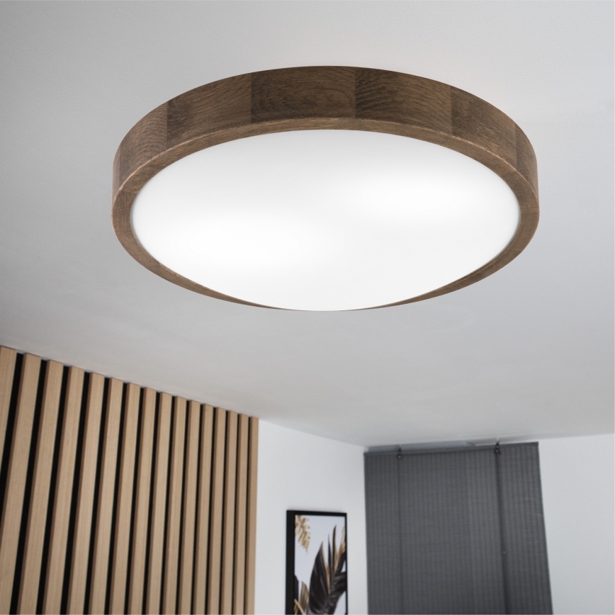 Brilagi - LED φωτιστικό οροφής CARVALHO SLIM 2xE27/15W/230V σε απόχρωση δρυός/καρυδιάς, Ø 37 εκ.