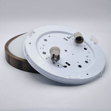 Brilagi - LED φωτιστικό οροφής CARVALHO SLIM 2xE27/15W/230V σε απόχρωση δρυός/καρυδιάς, Ø 37 εκ.