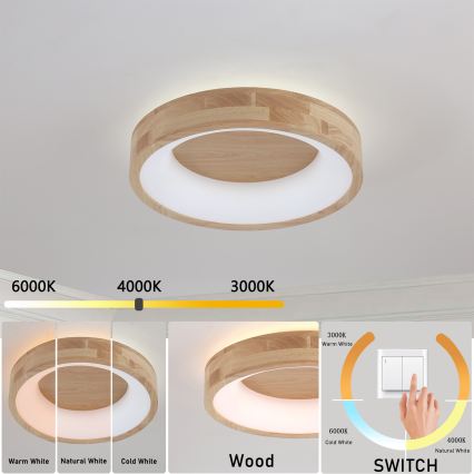 Brilagi - Φωτιστικό οροφής LED FALCON WOOD LED/30W/230V 3000/4000/6000K Ø 45 cm ξύλινο
