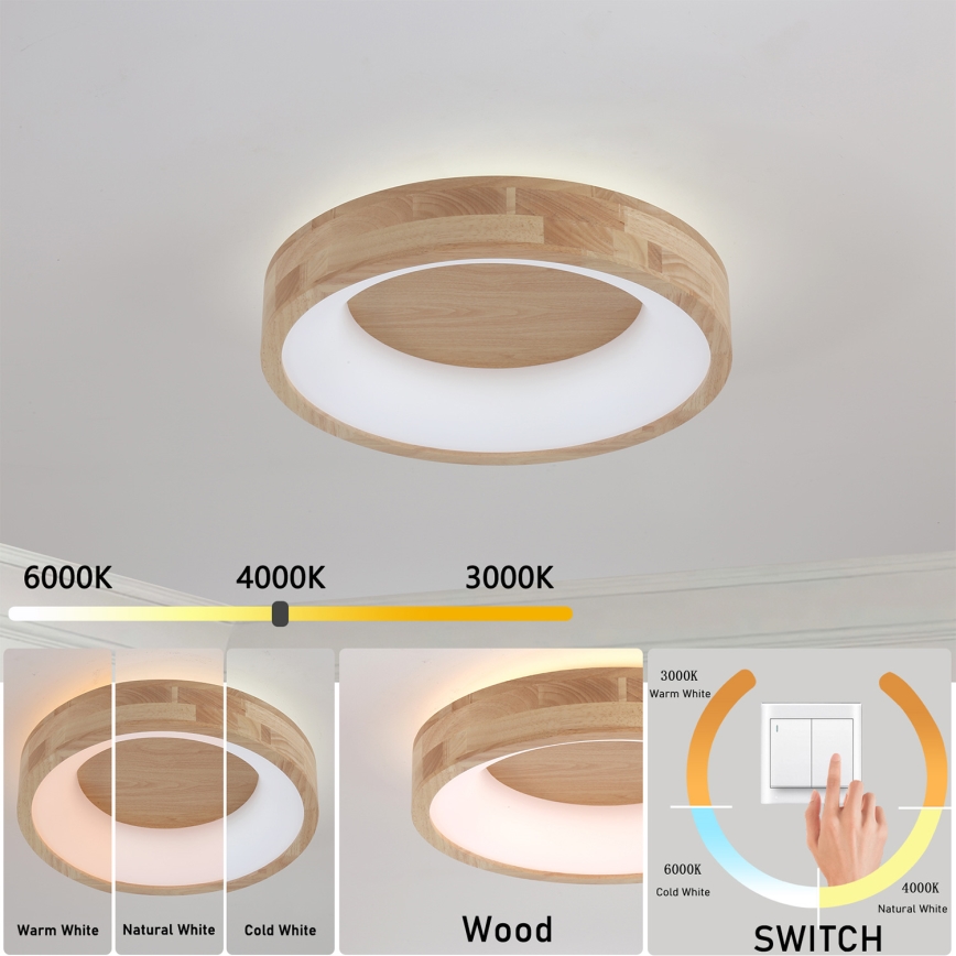 Brilagi - Φωτιστικό οροφής LED FALCON WOOD LED/30W/230V 3000/4000/6000K Ø 45 cm ξύλινο