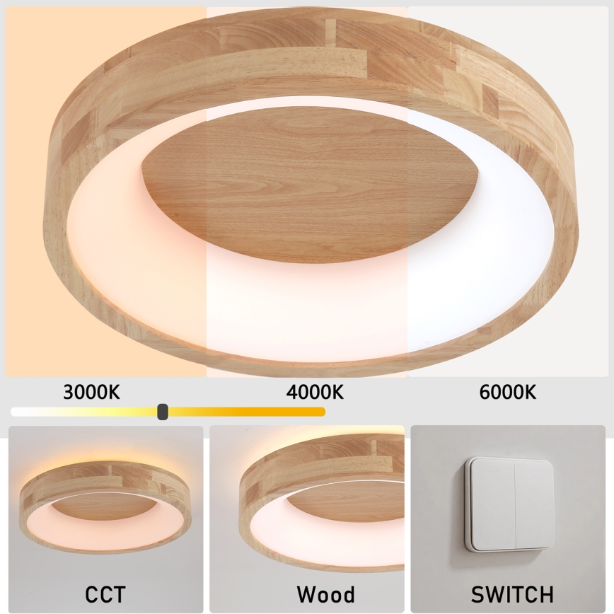 Brilagi - Φωτιστικό οροφής LED FALCON WOOD LED/30W/230V 3000/4000/6000K Ø 45 cm ξύλινο
