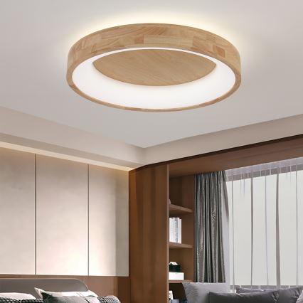 Brilagi - Φωτιστικό οροφής LED FALCON WOOD, 40W, 230V, 3000/4000/6000K, διάμ. 60 cm, ξύλινο