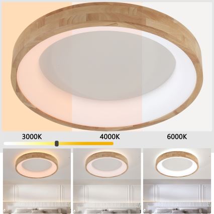Brilagi - LED φωτιστικό οροφής FALCON WOOD LED/40W/230V 3000/4000/6000K Ø 60 cm ξύλινο