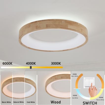 Brilagi - LED φωτιστικό οροφής FALCON WOOD LED/40W/230V 3000/4000/6000K Ø 60 cm ξύλινο