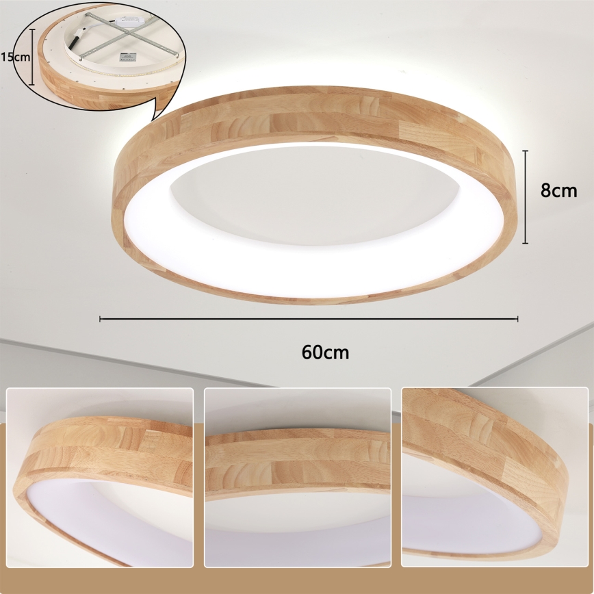 Brilagi - LED φωτιστικό οροφής FALCON WOOD LED/40W/230V 3000/4000/6000K Ø 60 cm ξύλινο