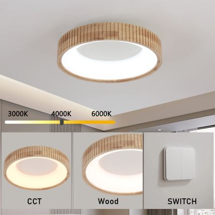Brilagi - Φωτιστικό οροφής LED FALCON WOOD MODERN LED/30W/230V 3000/4000/6000K Ø 45 cm ξύλινο