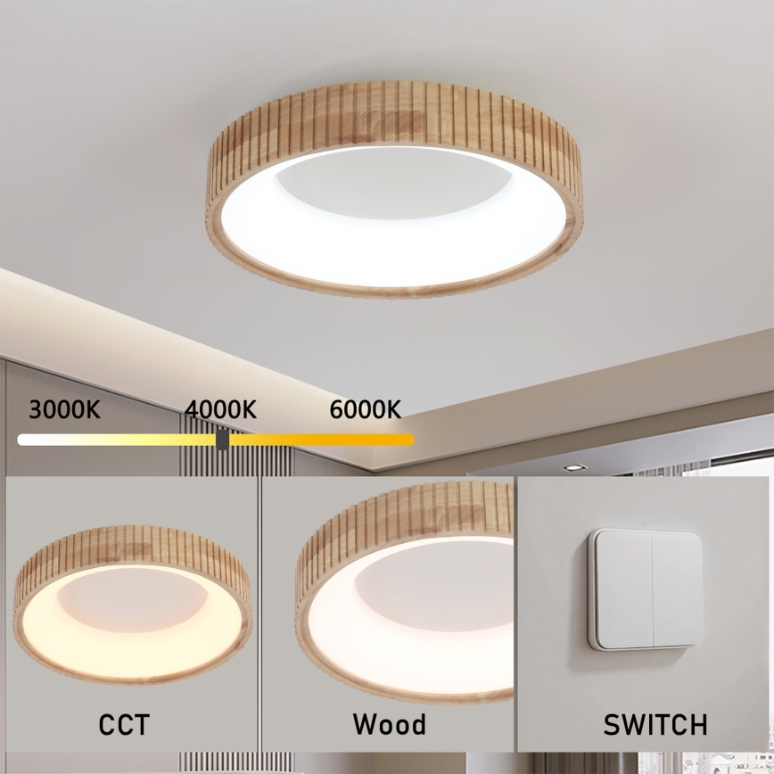 Brilagi - Φωτιστικό οροφής LED FALCON WOOD MODERN LED/30W/230V 3000/4000/6000K Ø 45 cm ξύλινο