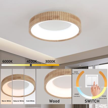 Brilagi - Φωτιστικό οροφής LED FALCON WOOD MODERN LED/30W/230V 3000/4000/6000K Ø 45 cm ξύλινο