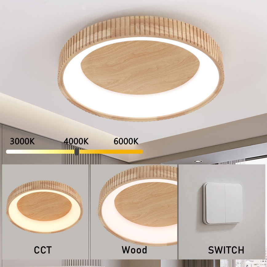 Brilagi - LED φωτιστικό οροφής FALCON WOOD MODERN LED/40W/230V 3000/4000/6000K Ø 60 cm ξύλο