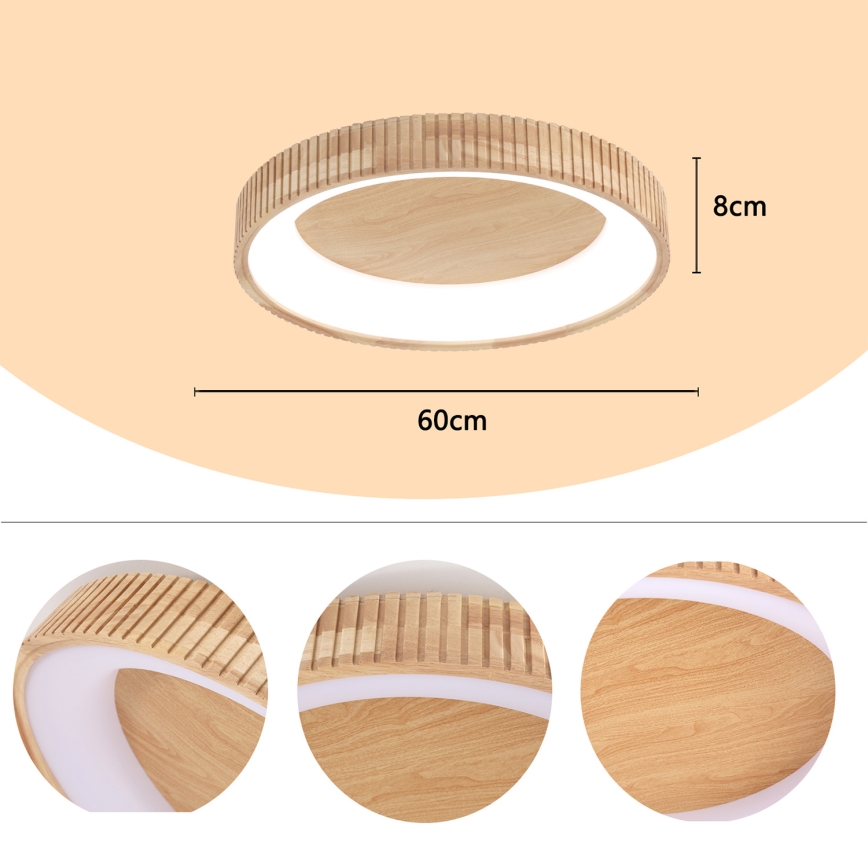 Brilagi - LED φωτιστικό οροφής FALCON WOOD MODERN LED/40W/230V 3000/4000/6000K Ø 60 cm ξύλο