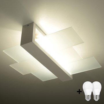 Brilagi -  LED Φωτιστικό οροφής HERA 2xE27/7,5W/230V 43x43 cm λευκό