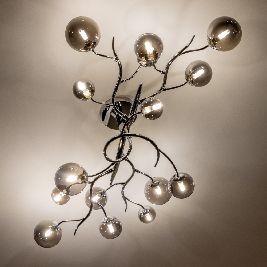 Brilagi - LED φωτιστικό οροφής MISTEL 15xG9/3W/230V, μαύρο χρώμιο/καπνιστό