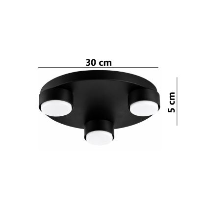 Brilagi - LED φωτιστικό οροφής MONO 3xGX53/30W/230V Ø 30 cm μαύρο