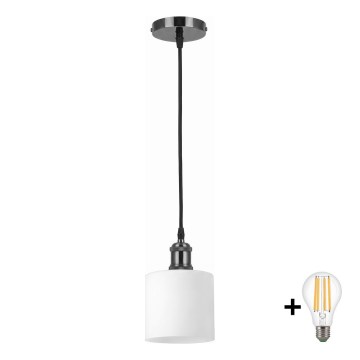 BRILAGI - LED φωτιστικό οροφής σε καλώδιο RETRO GLASS 1xE27/60W/230V Ø 10 cm μαύρο/λευκό