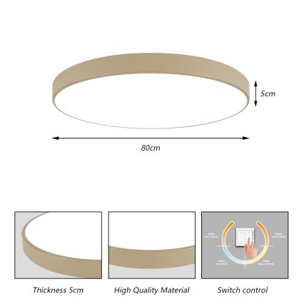 Brilagi - Φωτιστικό οροφής LED POOL LED/100W/230V 3000/4000/6000K Ø 80 cm μπεζ