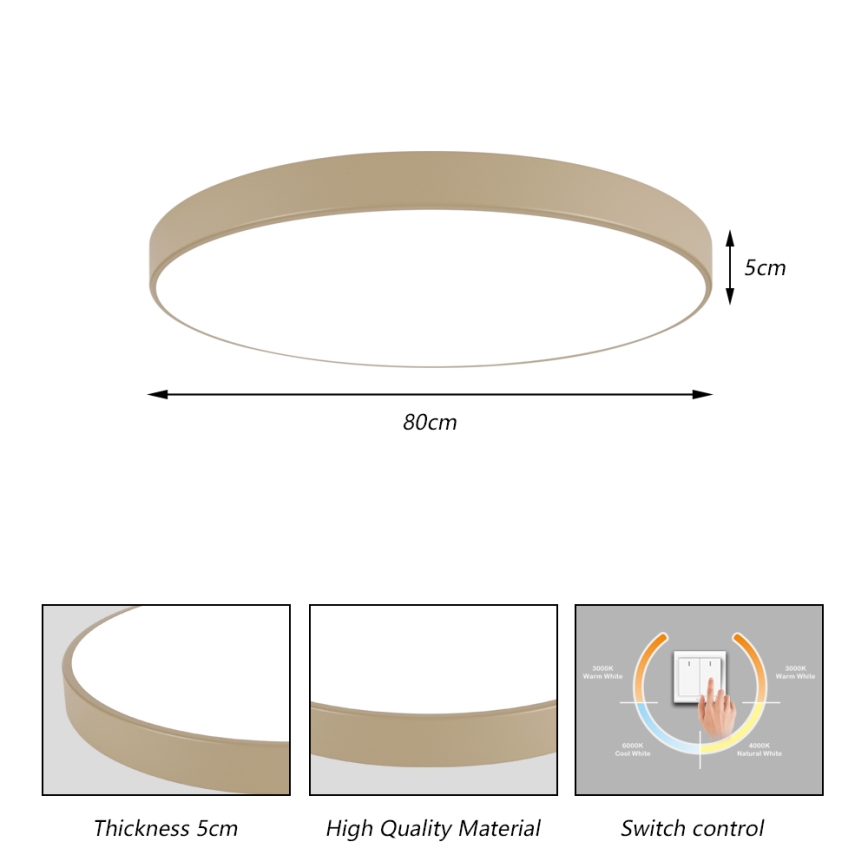 Brilagi - Φωτιστικό οροφής LED POOL LED/100W/230V 3000/4000/6000K Ø 80 cm μπεζ