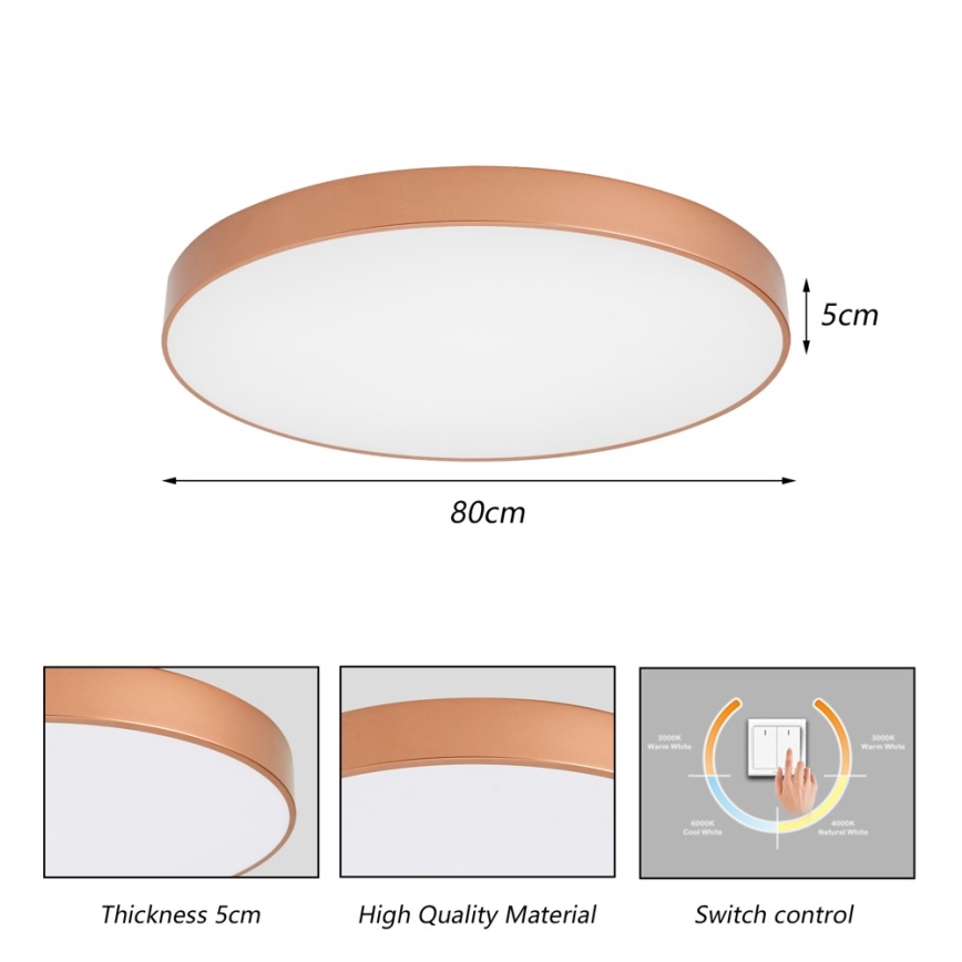 Brilagi - Φωτιστικό οροφής LED POOL LED/100W/230V 3000/4000/6000K Ø 80 cm μπρονζέ