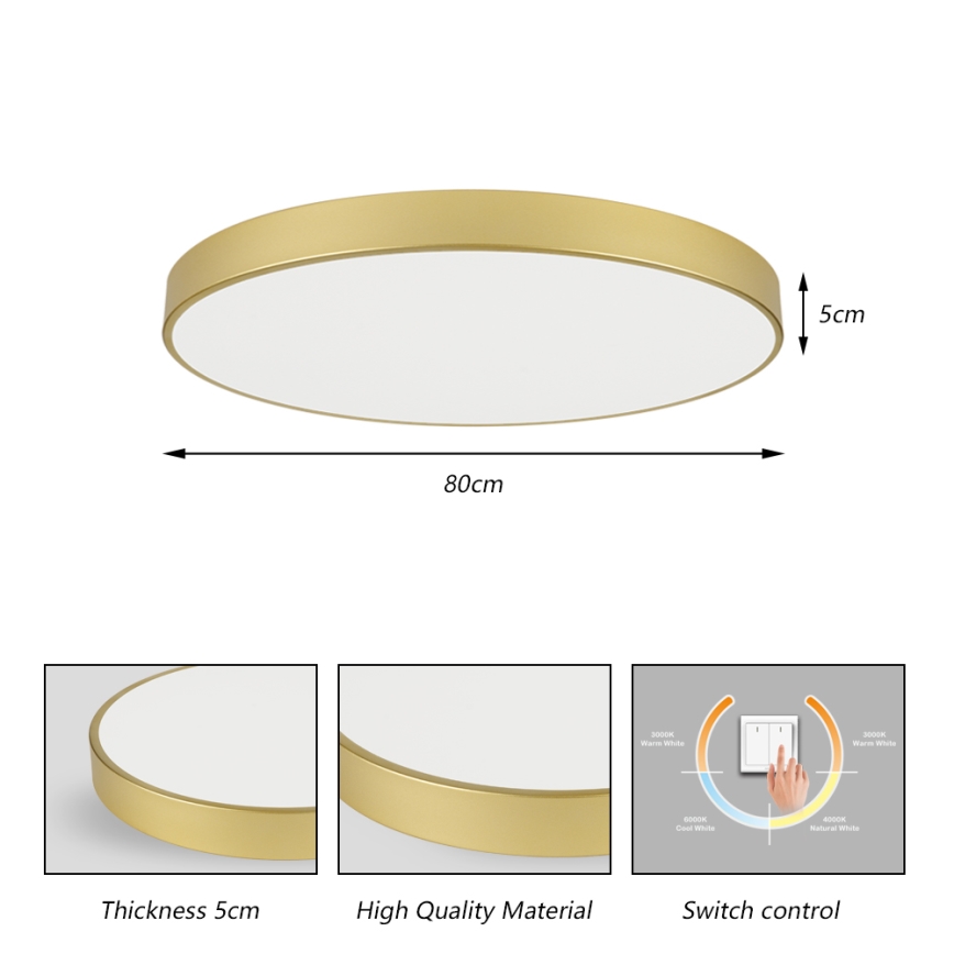 Brilagi - LED φωτιστικό οροφής POOL LED/100W/230V 3000/4000/6000K διάμ. 80 cm χρυσό