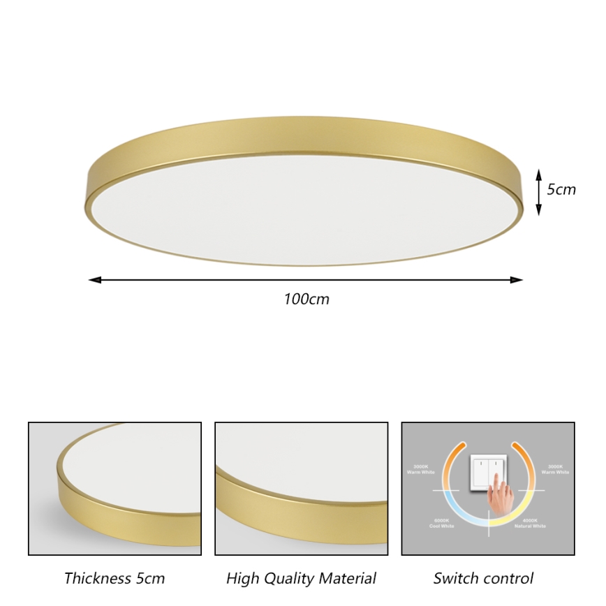 Brilagi - LED φωτιστικό οροφής POOL LED/128W/230V 3000/4000/6000K διάμ. 100 cm χρυσό