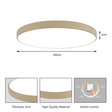 Brilagi - Φωτιστικό οροφής LED POOL LED/128W/230V 3000/4000/6000K, διάμετρος 100 cm, μπεζ