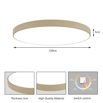 Brilagi - Φωτιστικό οροφής POOL LED, 180W, 230V, 3000/4500/6000K, διάμετρος 120 εκ., μπεζ