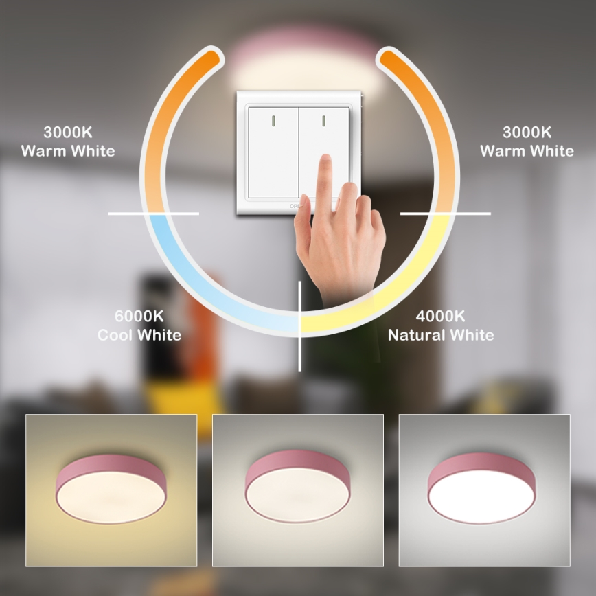 Brilagi - Φωτιστικό οροφής LED POOL/36W/230V 3000/4000/6000K Ø 30 εκ. ροζ