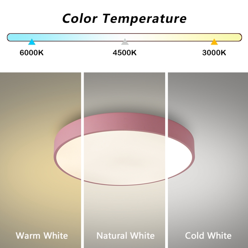 Brilagi - Φωτιστικό οροφής LED POOL/36W/230V 3000/4000/6000K Ø 30 εκ. ροζ