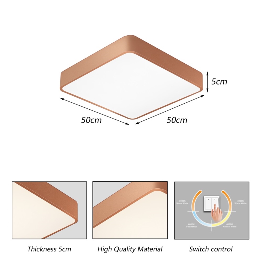 Brilagi - Φωτιστικό οροφής LED POOL LED/48W/230V 3000/4000/6000K 50x50 cm μπρονζέ