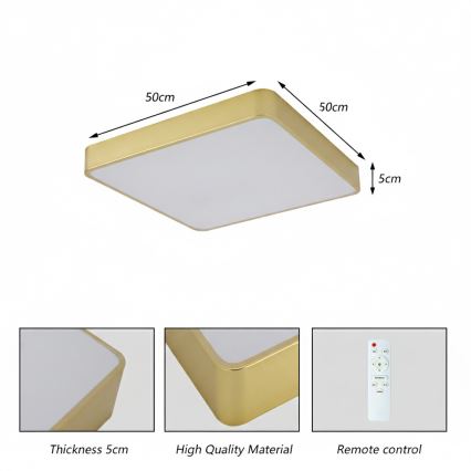 Brilagi - LED φωτιστικό οροφής POOL LED/48W/230V 3000/4000/6000K 50x50 cm χρυσό