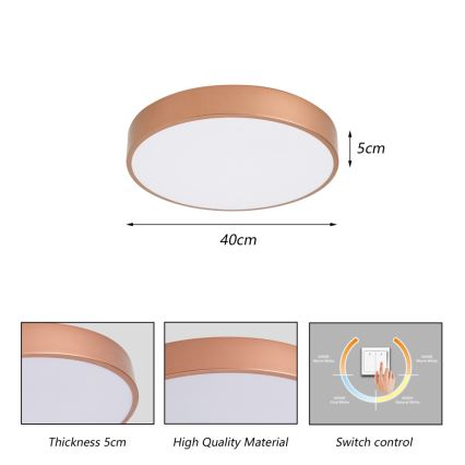 Brilagi - Φωτιστικό οροφής LED POOL LED/48W/230V 3000/4000/6000K Ø 40 εκ. μπρονζέ