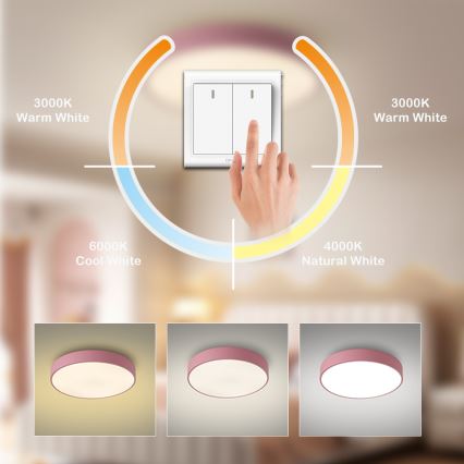 Brilagi - Φωτιστικό οροφής LED POOL, 60W, 230V, 3000/4000/6000K, Ø 50 cm, ροζ