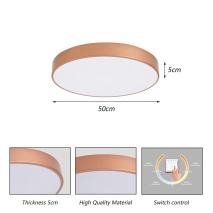 Brilagi - Φωτιστικό οροφής LED POOL LED/60W/230V 3000/4000/6000K Ø 50 cm μπρονζέ