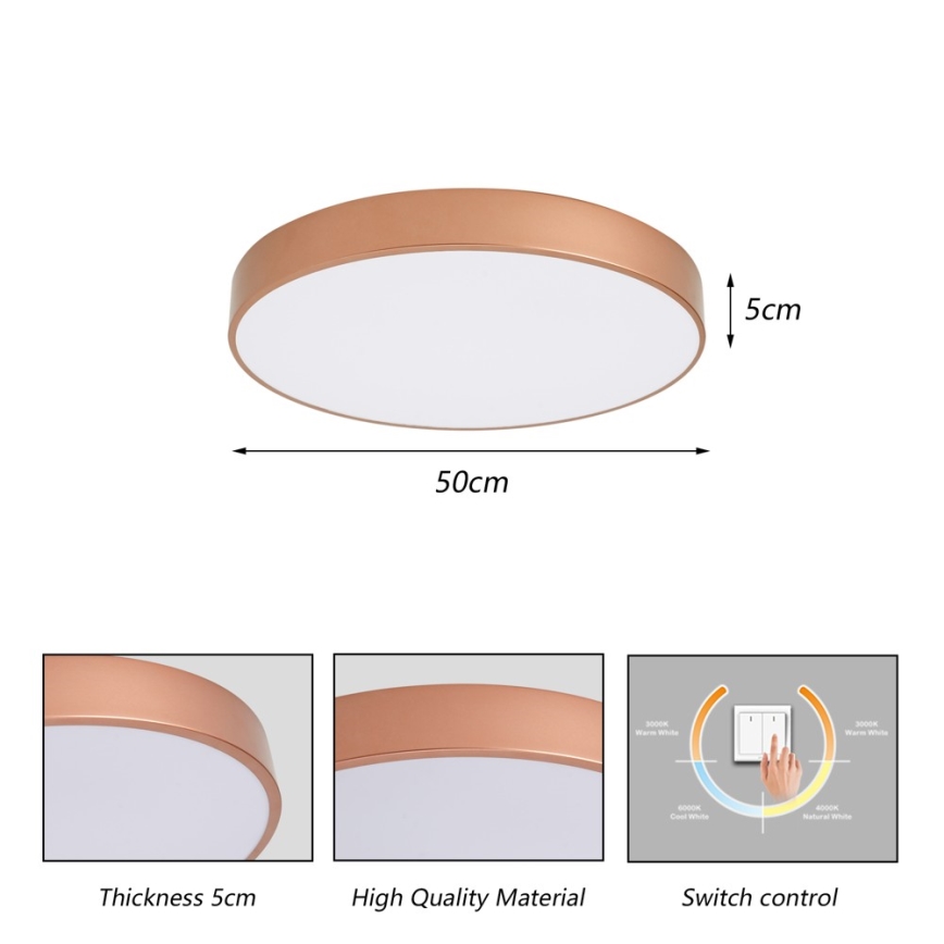 Brilagi - Φωτιστικό οροφής LED POOL LED/60W/230V 3000/4000/6000K Ø 50 cm μπρονζέ