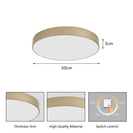 Brilagi - LED φωτιστικό οροφής POOL LED/60W/230V 3000/4000/6000K Ø 50 cm χρυσό
