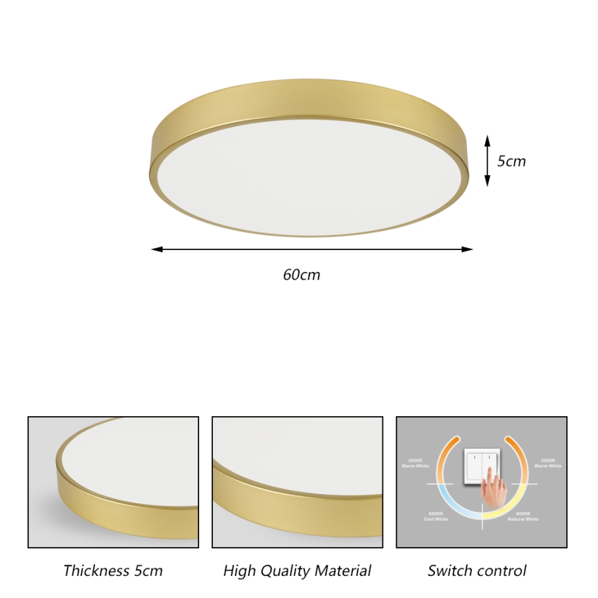Brilagi - LED φωτιστικό οροφής POOL LED/60W/230V 3000/4000/6000K Ø 60 cm χρυσό