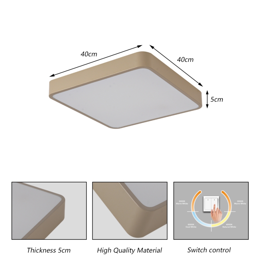 Brilagi - LED φωτιστικό οροφής POOL SQUARE LED/36W/230V 3000/4000/6000K 40x40 cm μπεζ